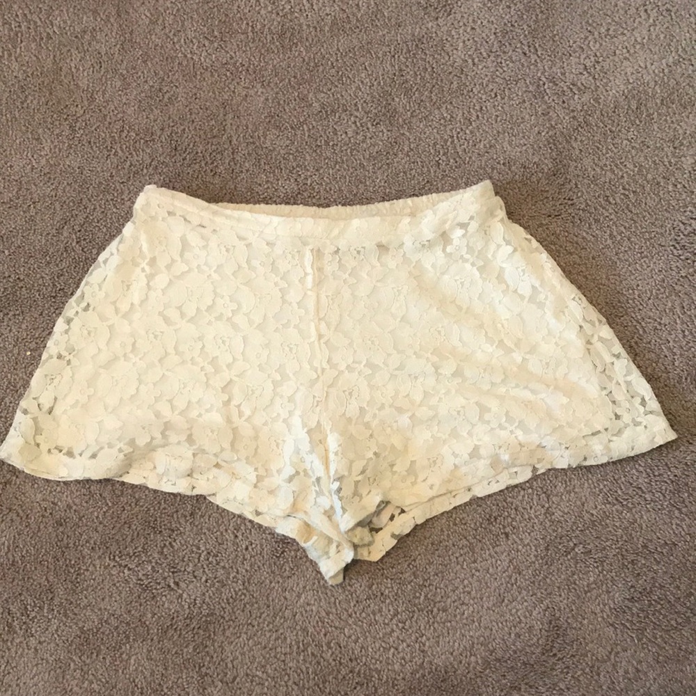 White lace shorts
